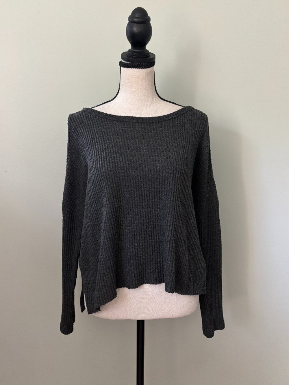 True by Rue21 Charcoal Waffle Knit Top — Size S Like New